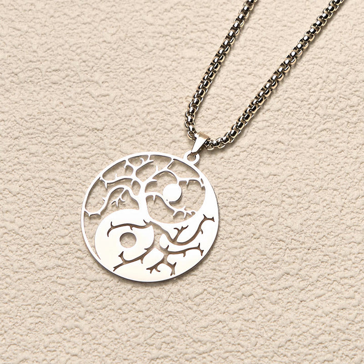Colgante de acero inoxidable con diseño de Yin Yang, ramas y Buddha Stones. - image 10