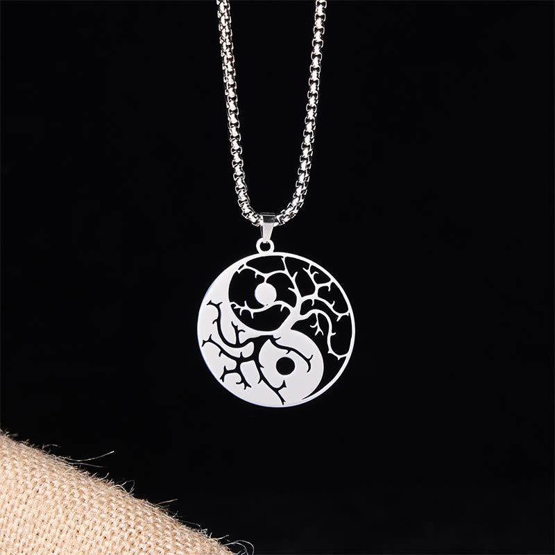 Colgante de acero inoxidable con diseño de Yin Yang, ramas y Buddha Stones. - image 9