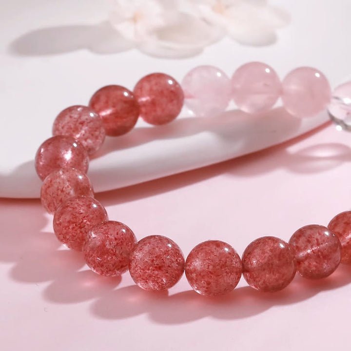 Pulsera de amuleto de la suerte con Buddha Stones, amatista, cuarzo rosa y cuarzo fresa - image 20