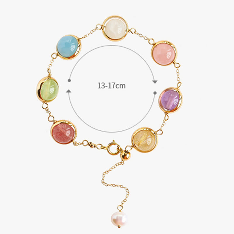 Pulsera de equilibrio de cuarzo fresa y amatista con cristales de colores de Buddha Stones - image 12