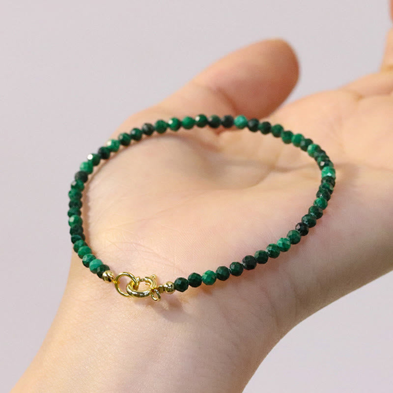 Pulsera antiansiedad con cuentas ultrafinas de malaquita natural de 3 mm de Buddha Stones - image 8