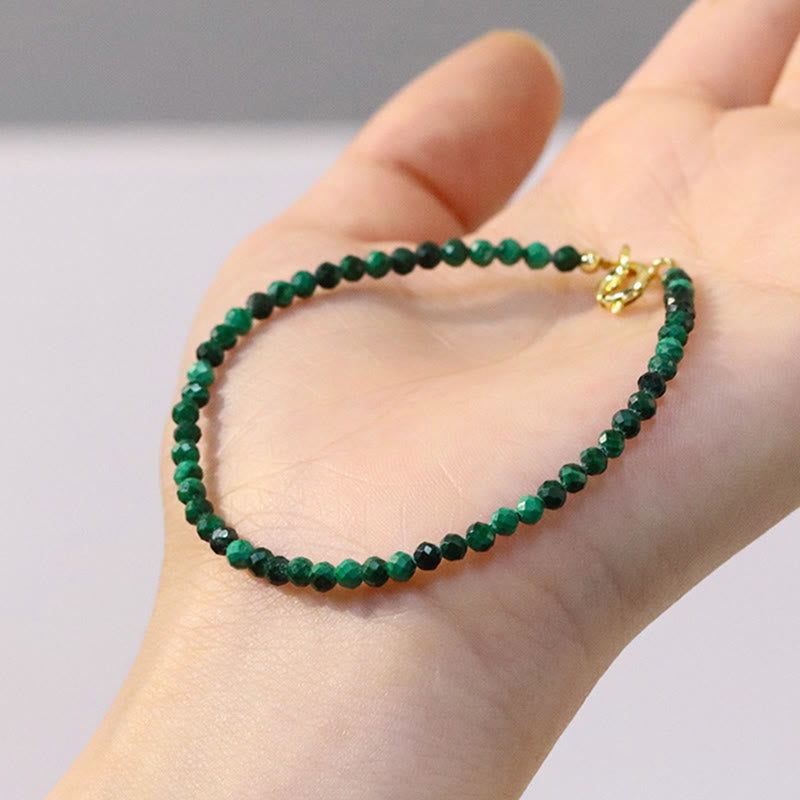 Pulsera antiansiedad con cuentas ultrafinas de malaquita natural de 3 mm de Buddha Stones - image 3