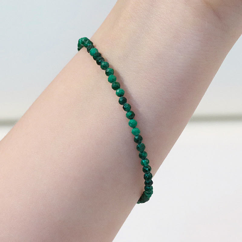 Pulsera antiansiedad con cuentas ultrafinas de malaquita natural de 3 mm de Buddha Stones - image 9