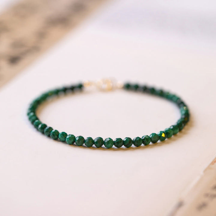Pulsera antiansiedad con cuentas ultrafinas de malaquita natural de 3 mm de Buddha Stones - Malaquita de 3 mm (circunferencia de la muñeca: 16 cm) - image 0