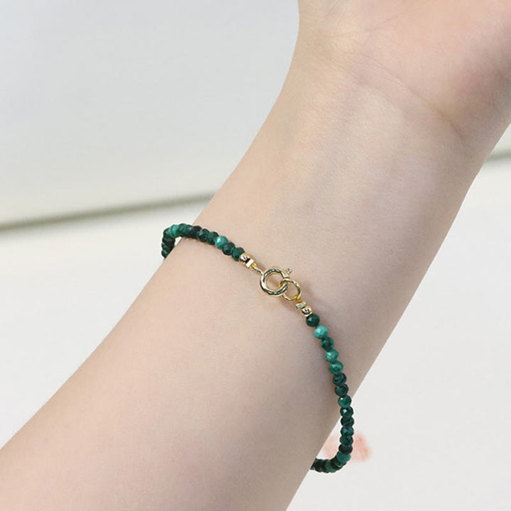 Pulsera antiansiedad con cuentas ultrafinas de malaquita natural de 3 mm de Buddha Stones - image 4