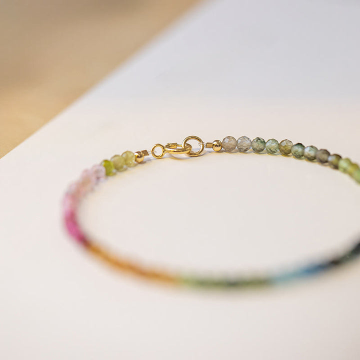 Pulsera con cuentas ultrafinas de turmalina natural de 2,5 mm y Buddha Stones - image 2