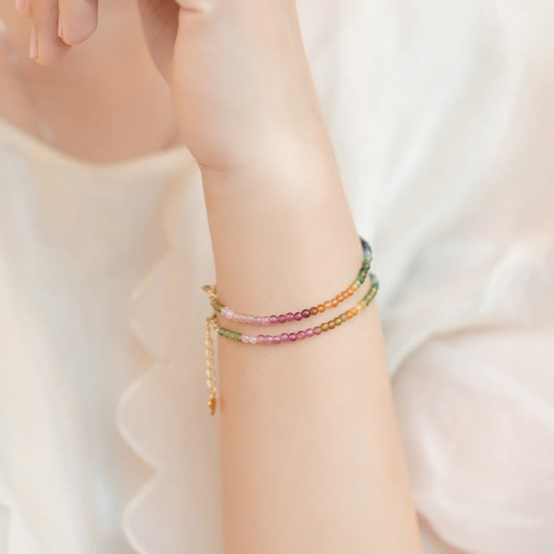 Pulsera con cuentas ultrafinas de turmalina natural de 2,5 mm y Buddha Stones - image 8