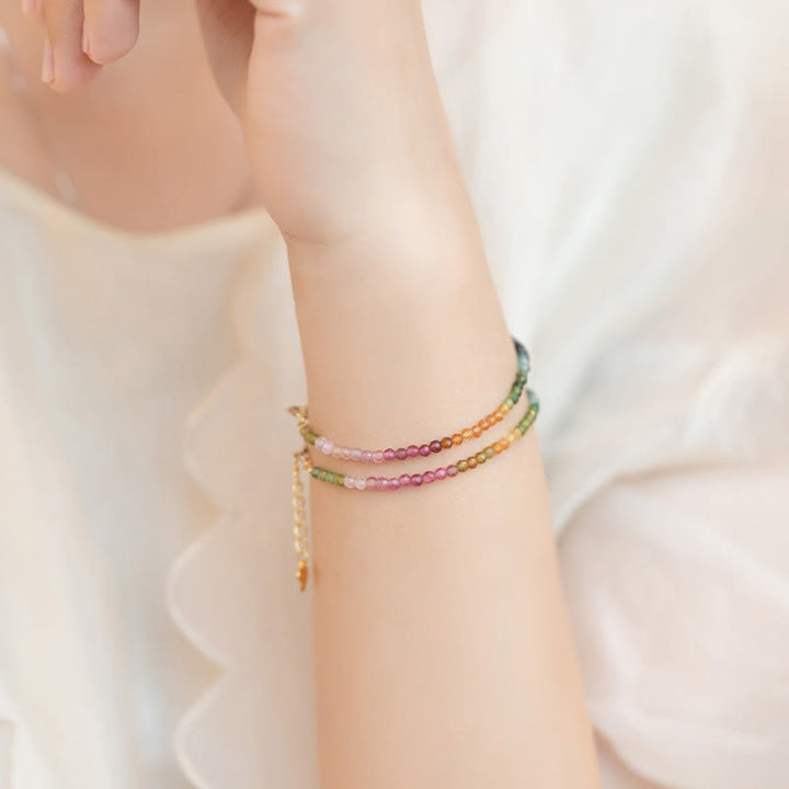 Pulsera con cuentas ultrafinas de turmalina natural de 2,5 mm y Buddha Stones - image 8