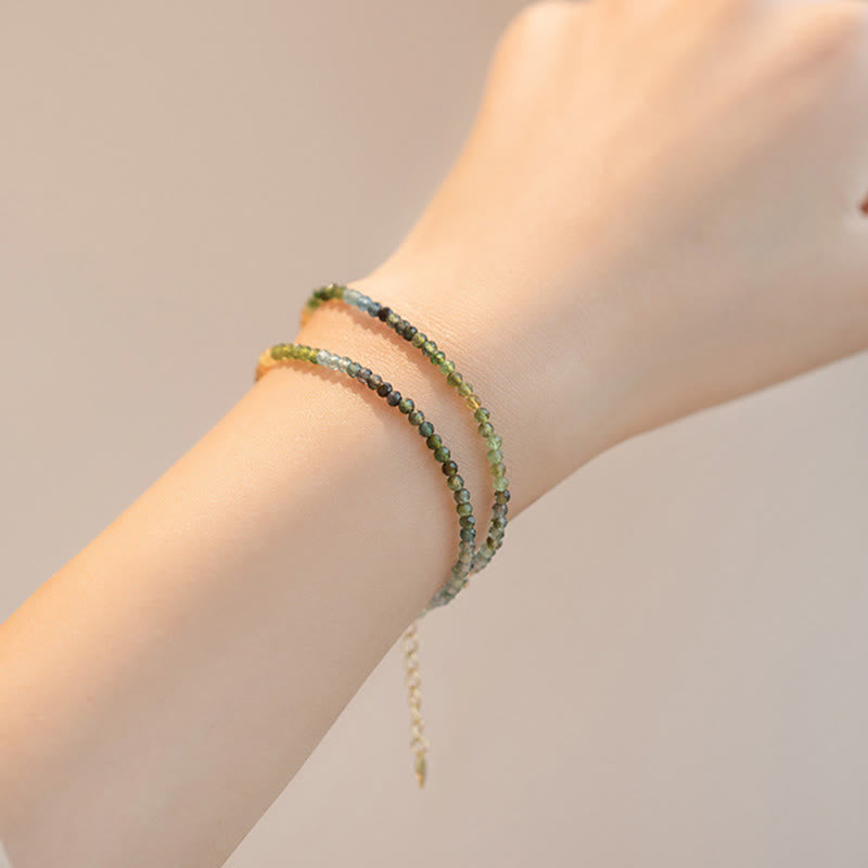 Pulsera con cuentas ultrafinas de turmalina natural de 2,5 mm y Buddha Stones - image 9
