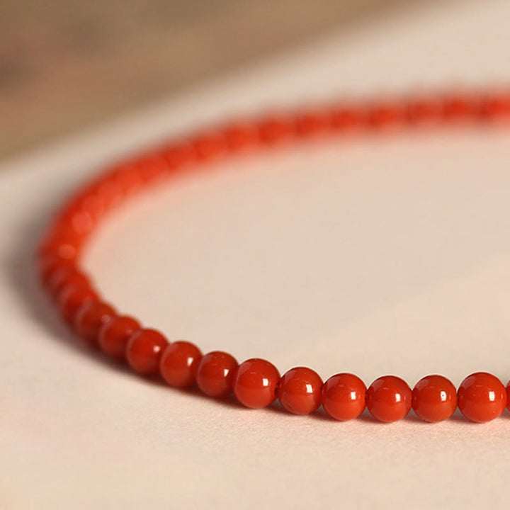 Pulsera con cuentas ultrafinas de ágata roja del sur natural de 3 mm de Buddha Stones - image 8
