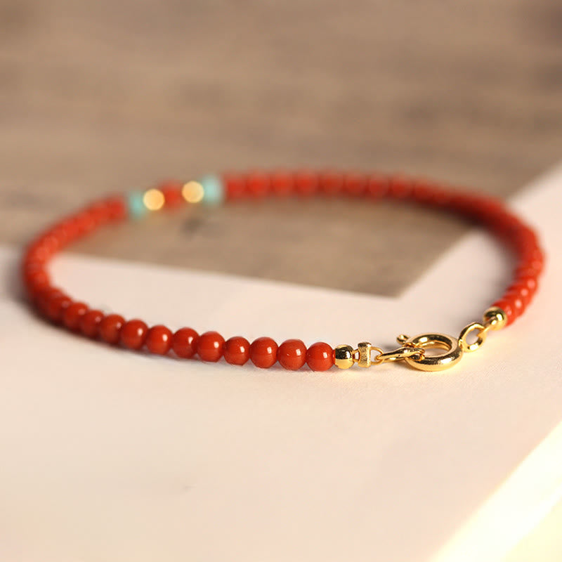 Pulsera con cuentas ultrafinas de ágata roja del sur natural de 3 mm de Buddha Stones - image 1