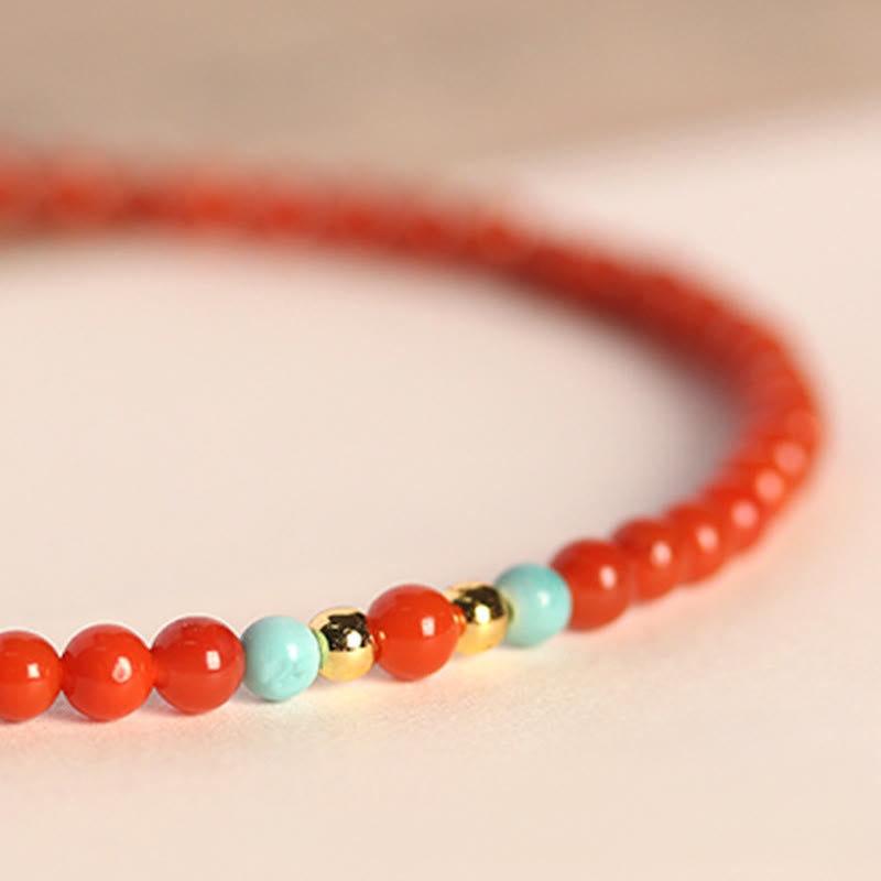 Pulsera con cuentas ultrafinas de ágata roja del sur natural de 3 mm de Buddha Stones - image 3