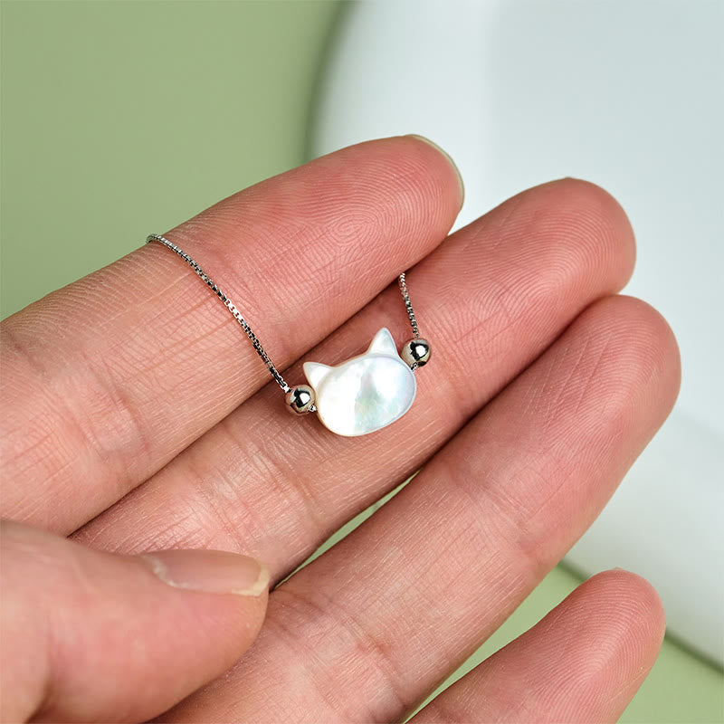 Buddha Stones Pulsera de cadena con bendición de cabeza de gato y piedra tridacna en plata de ley 925 - image 11