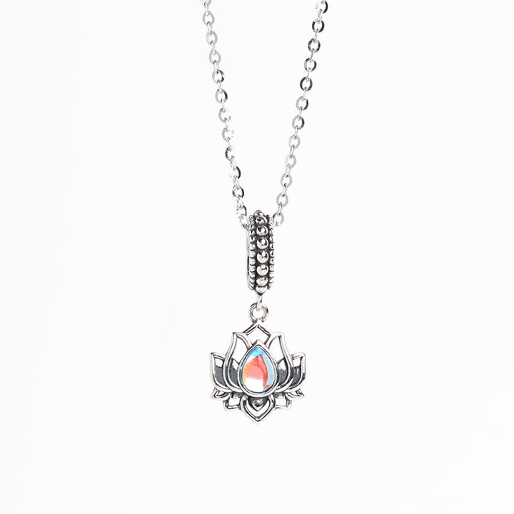 Collar con colgante de piedra lunar con diseño de loto en plata de ley 925 y Buddha Stones - image 4