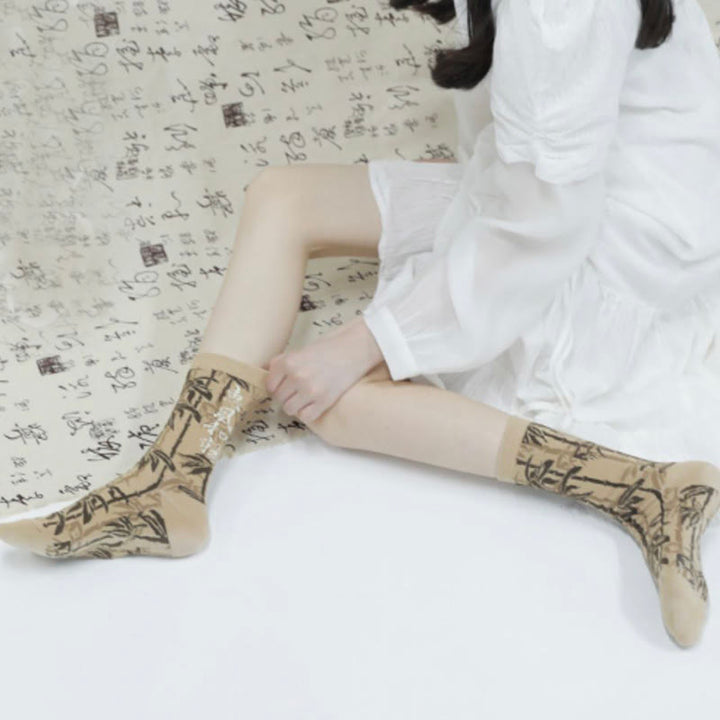 Calcetines de algodón para mujer con diseño floral y caligrafía china de Buddha Stones - image 11