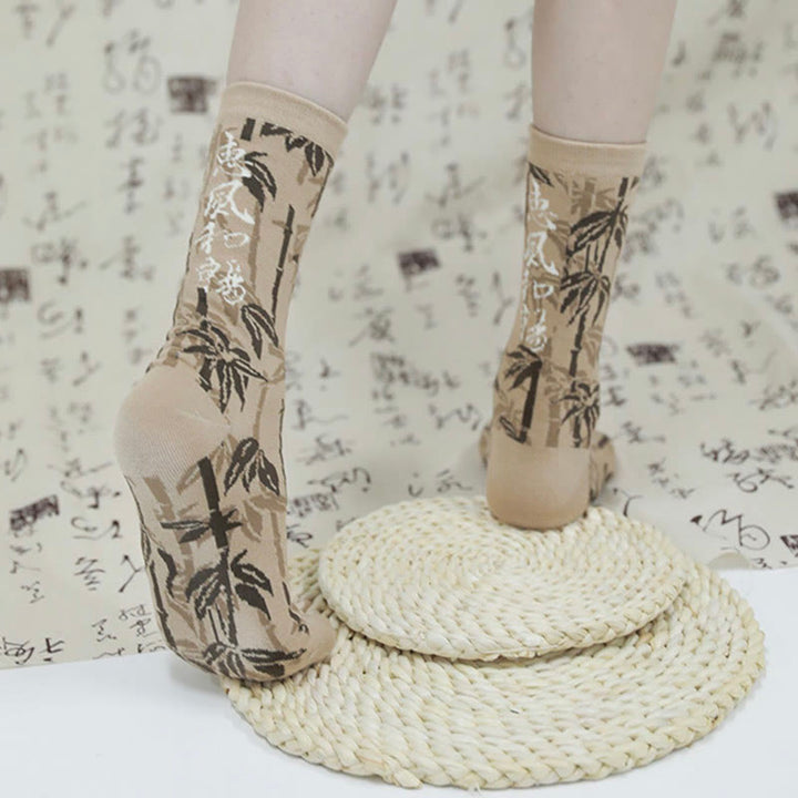 Calcetines de algodón para mujer con diseño floral y caligrafía china de Buddha Stones - image 9