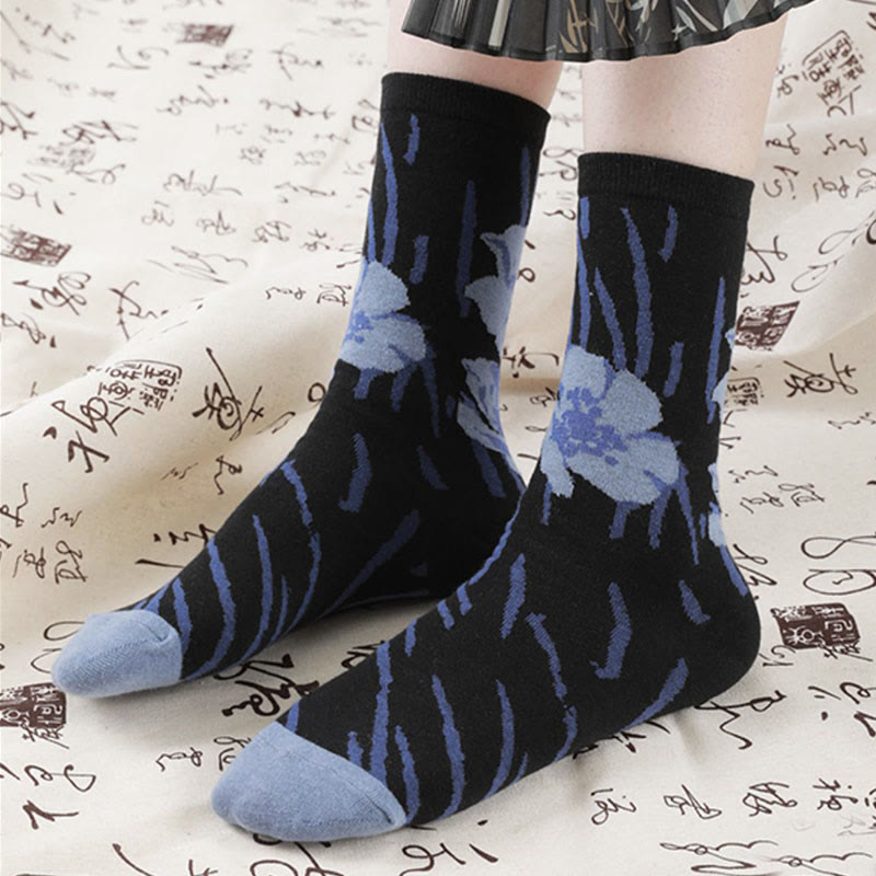 Calcetines de algodón para mujer con diseño floral y caligrafía china de Buddha Stones - image 18