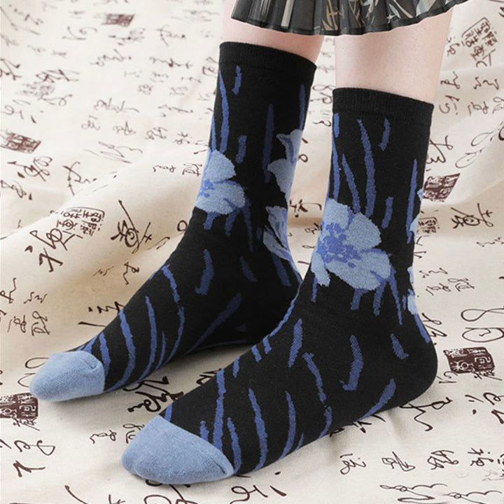 Calcetines de algodón para mujer con diseño floral y caligrafía china de Buddha Stones - image 18