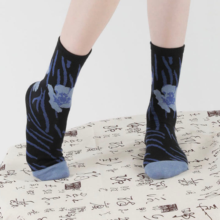 Calcetines de algodón para mujer con diseño floral y caligrafía china de Buddha Stones - image 19
