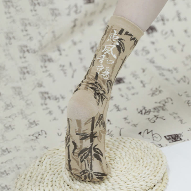 Calcetines de algodón para mujer con diseño floral y caligrafía china de Buddha Stones - image 12