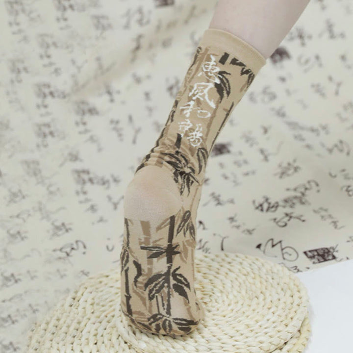 Calcetines de algodón para mujer con diseño floral y caligrafía china de Buddha Stones - image 12