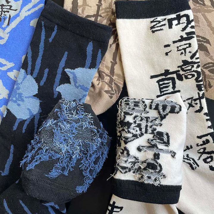 Calcetines de algodón para mujer con diseño floral y caligrafía china de Buddha Stones - image 34