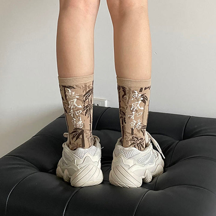 Calcetines de algodón para mujer con diseño floral y caligrafía china de Buddha Stones - image 15