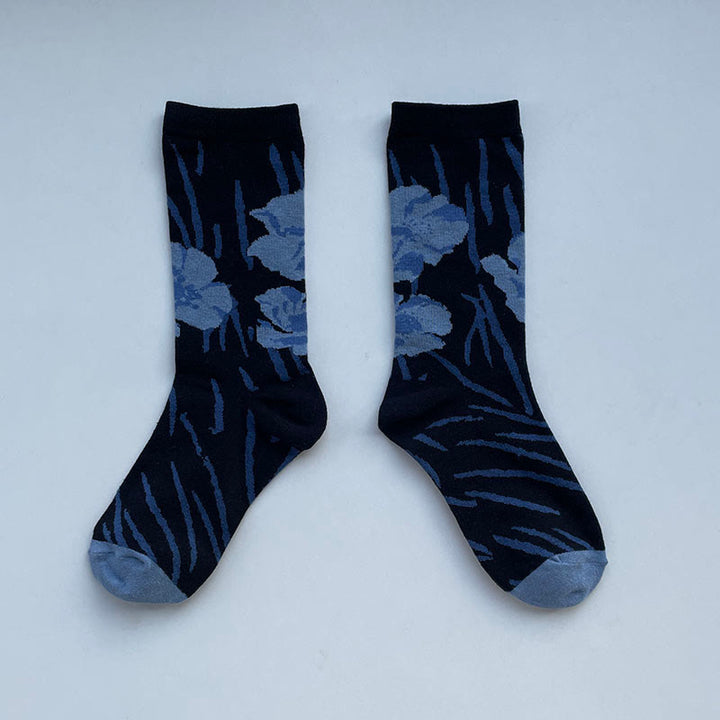 Calcetines de algodón para mujer con diseño floral y caligrafía china de Buddha Stones - Negro - Talla única (US. 5,5-8,5, EU 36-40, UK/AU 3,5-6,5, AISA 23-25 ​​cm) - image 17