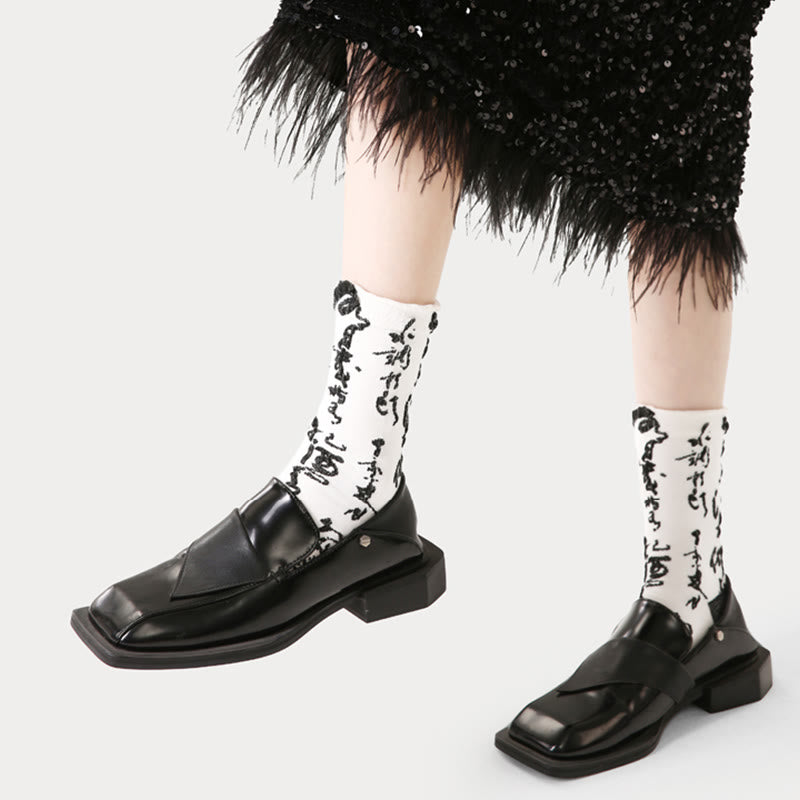 Calcetines de algodón para mujer con diseño de caligrafía china y Buddha Stones a juego. - image 6