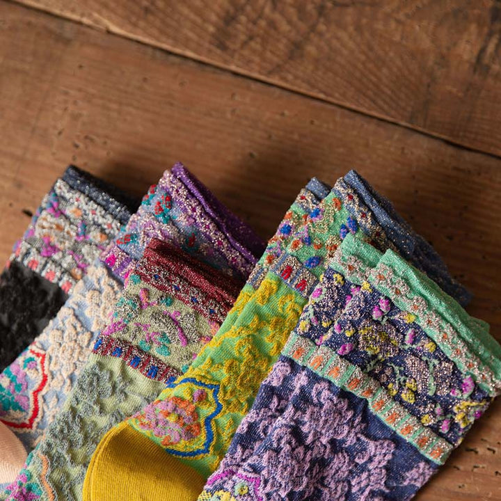 Calcetines de algodón para mujer con estampado floral retro en relieve de Buddha Stones - image 28