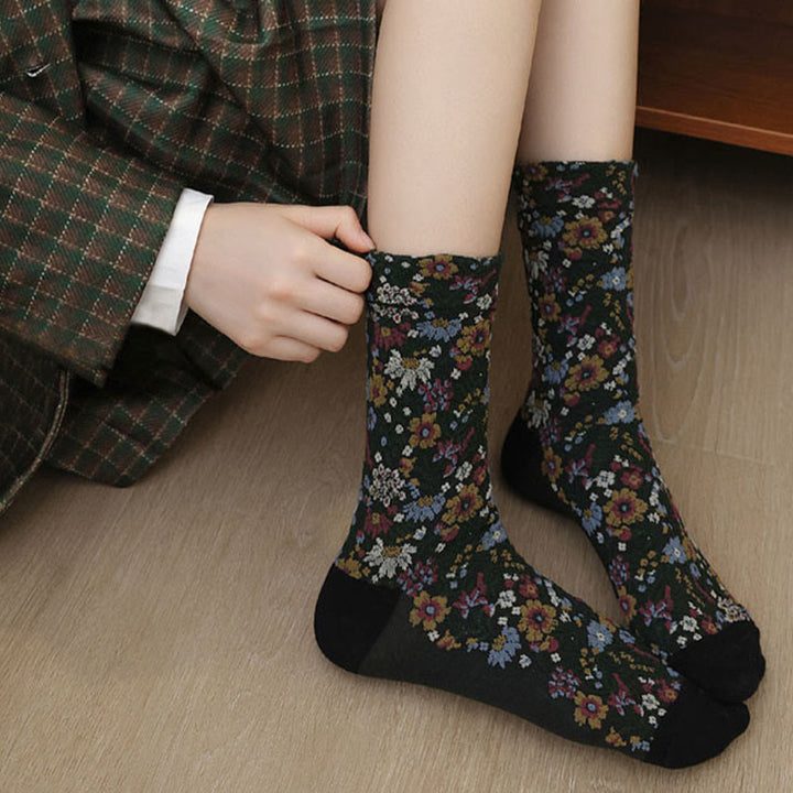 Calcetines de algodón para mujer con textura étnica y estampado floral de Buddha Stones - image 7