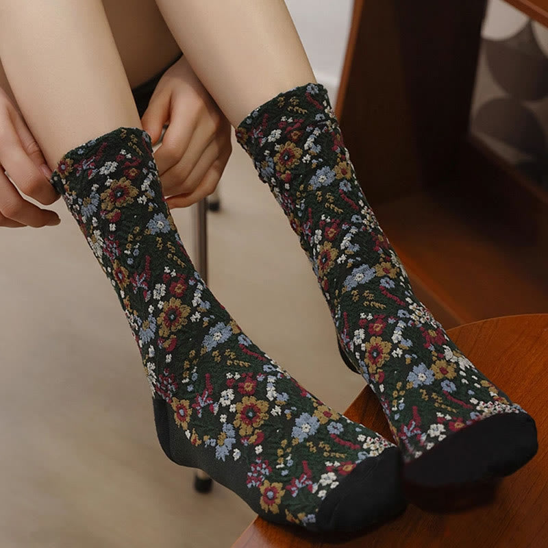 Calcetines de algodón para mujer con textura étnica y estampado floral de Buddha Stones - image 9