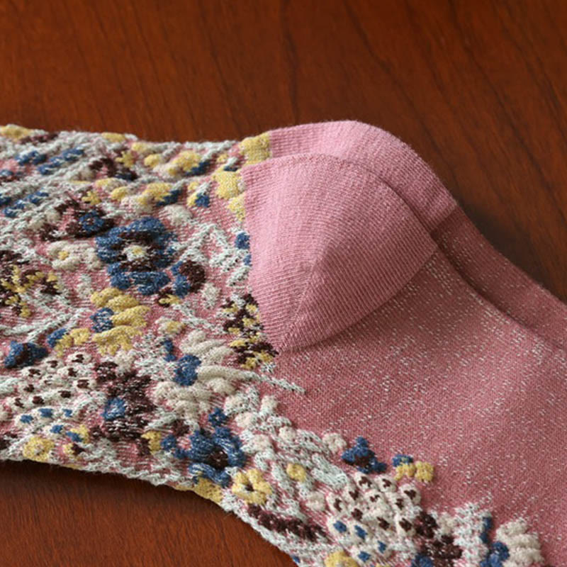 Calcetines de algodón para mujer con textura étnica y estampado floral de Buddha Stones - image 14