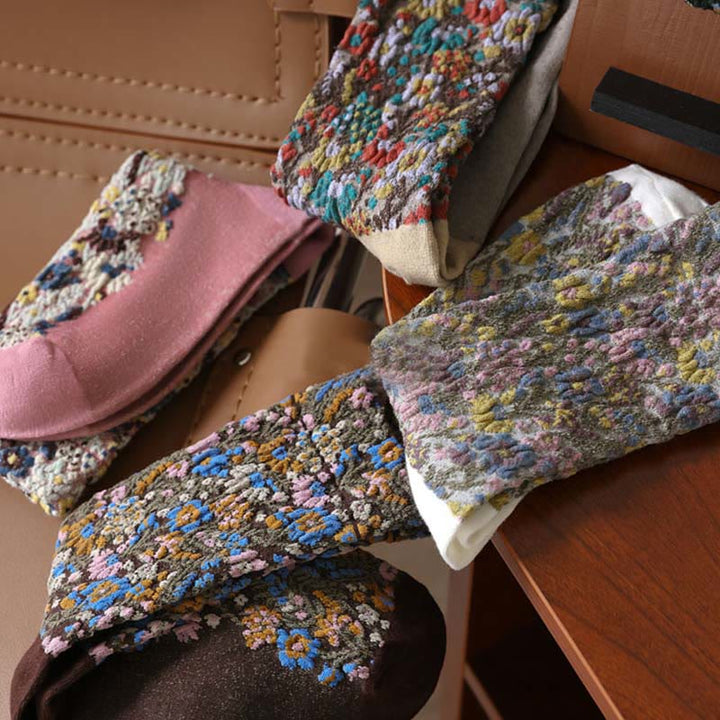 Calcetines de algodón para mujer con textura étnica y estampado floral de Buddha Stones - image 20