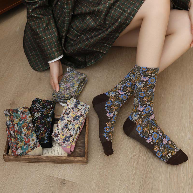 Calcetines de algodón para mujer con textura étnica y estampado floral de Buddha Stones - image 21