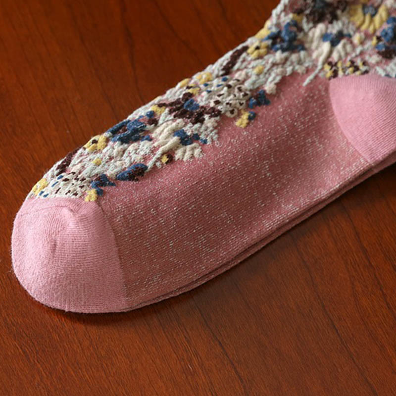Calcetines de algodón para mujer con textura étnica y estampado floral de Buddha Stones - image 13
