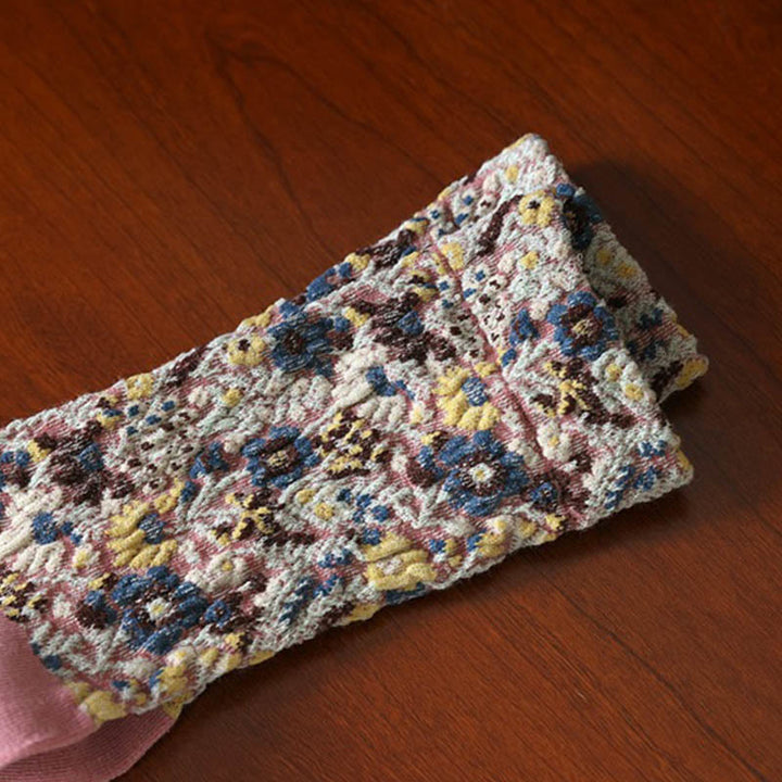 Calcetines de algodón para mujer con textura étnica y estampado floral de Buddha Stones - image 15
