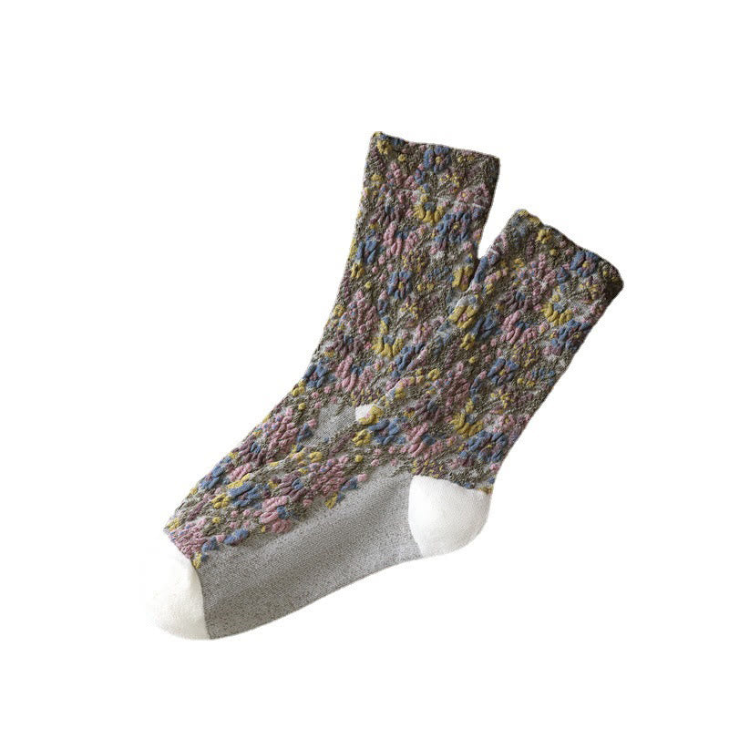 Calcetines de algodón para mujer con textura étnica y estampado floral de Buddha Stones - image 11