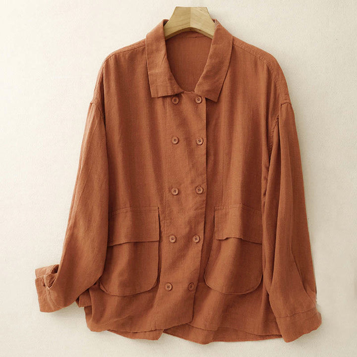 Chaqueta de algodón de manga larga para mujer con diseño de Buddha Stones y bolsillos, cruzada y con estampado de piedras de Buda. - image 7