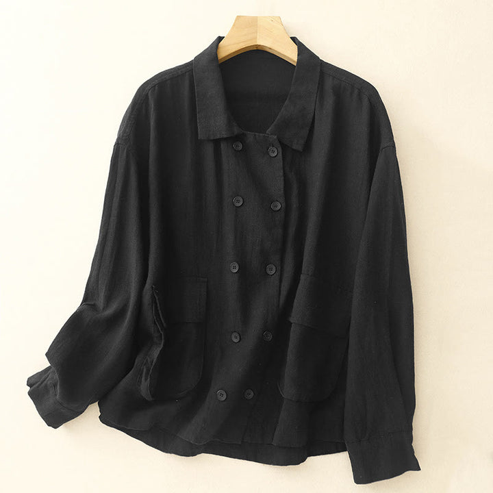 Chaqueta de algodón de manga larga para mujer con diseño de Buddha Stones y bolsillos, cruzada y con estampado de piedras de Buda. - image 12