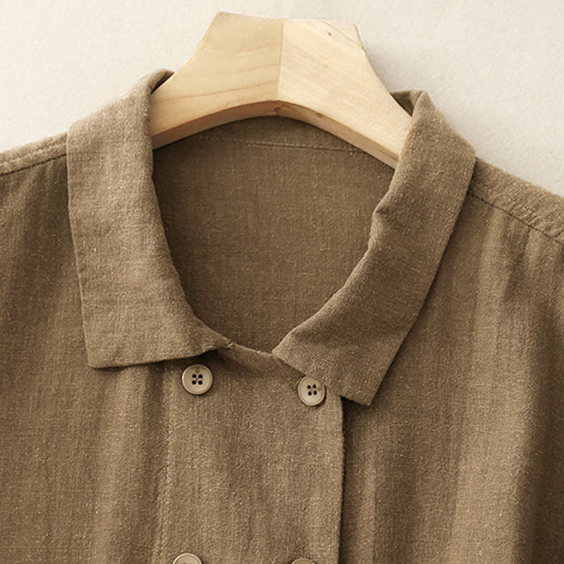 Chaqueta de algodón de manga larga para mujer con diseño de Buddha Stones y bolsillos, cruzada y con estampado de piedras de Buda. - image 4