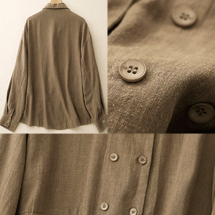 Chaqueta de algodón de manga larga para mujer con diseño de Buddha Stones y bolsillos, cruzada y con estampado de piedras de Buda. - image 2