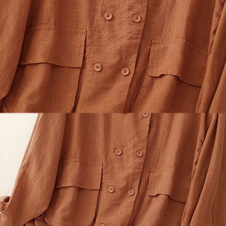 Chaqueta de algodón de manga larga para mujer con diseño de Buddha Stones y bolsillos, cruzada y con estampado de piedras de Buda. - image 11