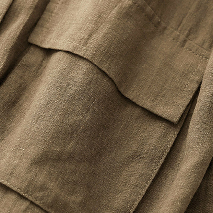 Chaqueta de algodón de manga larga para mujer con diseño de Buddha Stones y bolsillos, cruzada y con estampado de piedras de Buda. - image 3