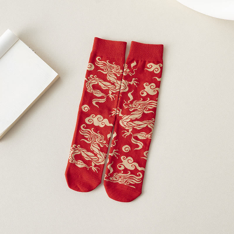 Calcetines unisex de algodón con diseño de dragón rojo y Buddha Stones para hombre y mujer - Dragón - Talla única (US. 3,5-10,5, EU 36-44, UK/AU 3,5-10,5, Asia 23-28 cm) - image 5