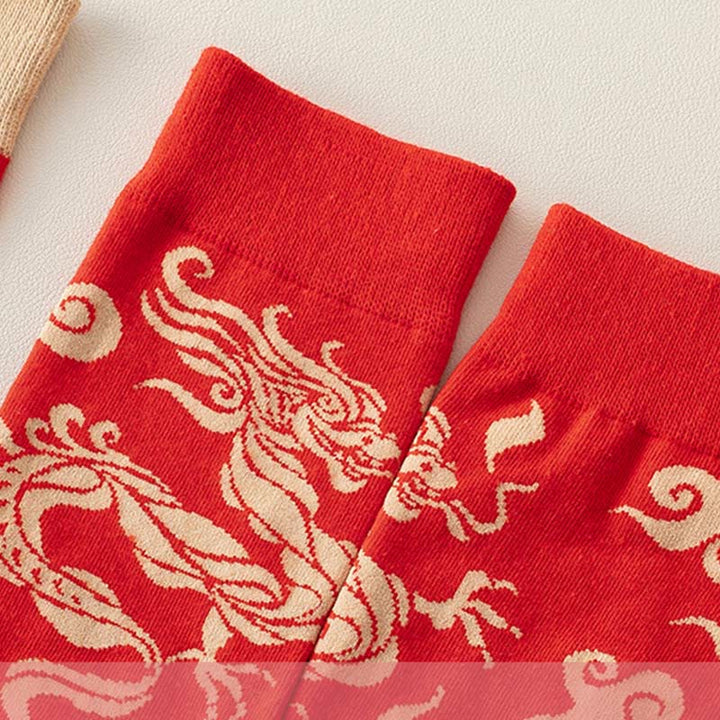 Calcetines unisex de algodón con diseño de dragón rojo y Buddha Stones para hombre y mujer - image 12