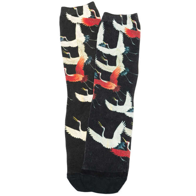 Calcetines unisex con diseño de grullas blancas y rojas de Buddha Stones para hombre y mujer - image 2