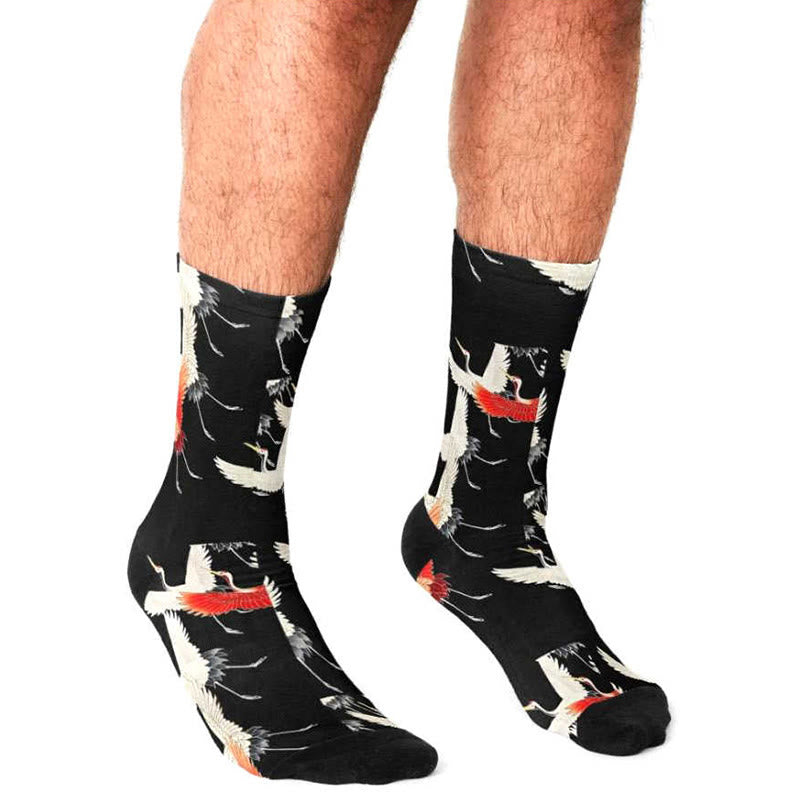 Calcetines unisex con diseño de grullas blancas y rojas de Buddha Stones para hombre y mujer - image 3