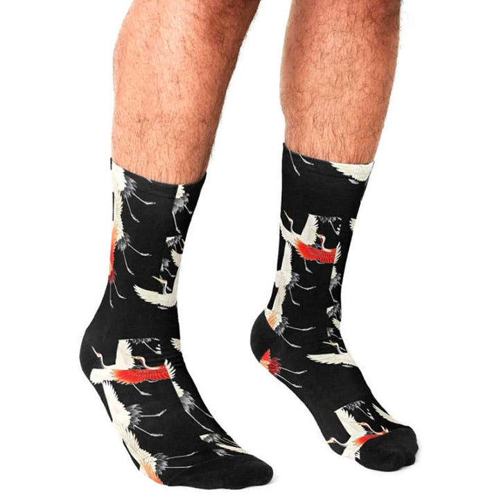 Calcetines unisex con diseño de grullas blancas y rojas de Buddha Stones para hombre y mujer - image 3
