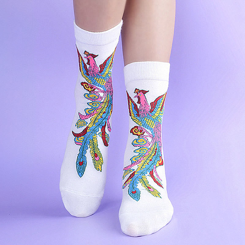 3 pares de calcetines casuales multicolores Phoenix Quarter para mujer de Buddha Stones - 3 pares de blancos - SM (US. 5,5-8,5, EU 36-40, UK/AU 3,5-6,5, AISA 23-25 ​​cm) - image 22